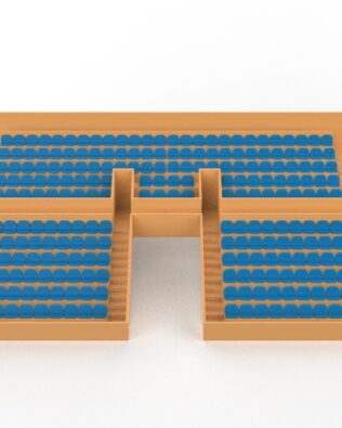 254 seggiolini arrotondati per tribuna Vintage SUBBUTEO a due piani (versione con tunnel) - Celeste/Azzurro