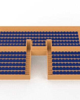 254 seggiolini arrotondati per tribuna Vintage SUBBUTEO a due piani (versione con tunnel) - Blu
