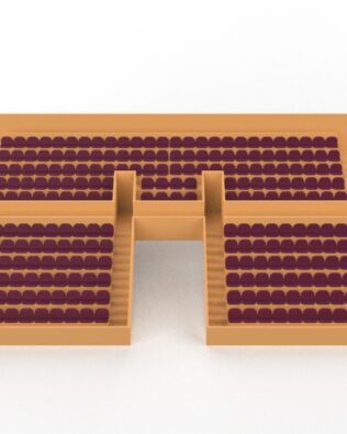 254 seggiolini arrotondati per tribuna Vintage SUBBUTEO a due piani (versione con tunnel) - Granata