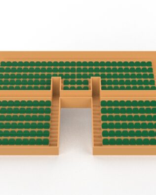 254 seggiolini arrotondati per tribuna Vintage SUBBUTEO a due piani (versione con tunnel) - Verde