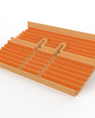 284 seggiolini arrotondati per Grandstand vintage Subbuteo a due piani (Ref C141 / C142) - Arancio