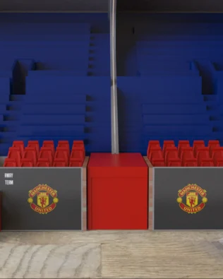 Panchine replica Old Trafford – Manchester United - con tunnel giocatori incluso - Versione moderna
