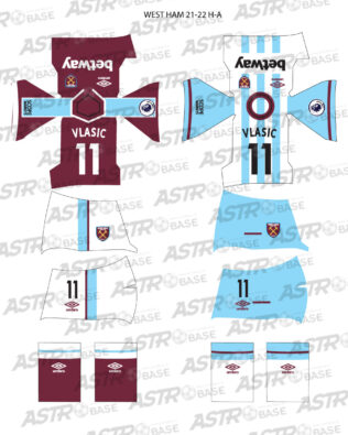 West Ham home + away 2021 / 2022 - Per omini 2K4