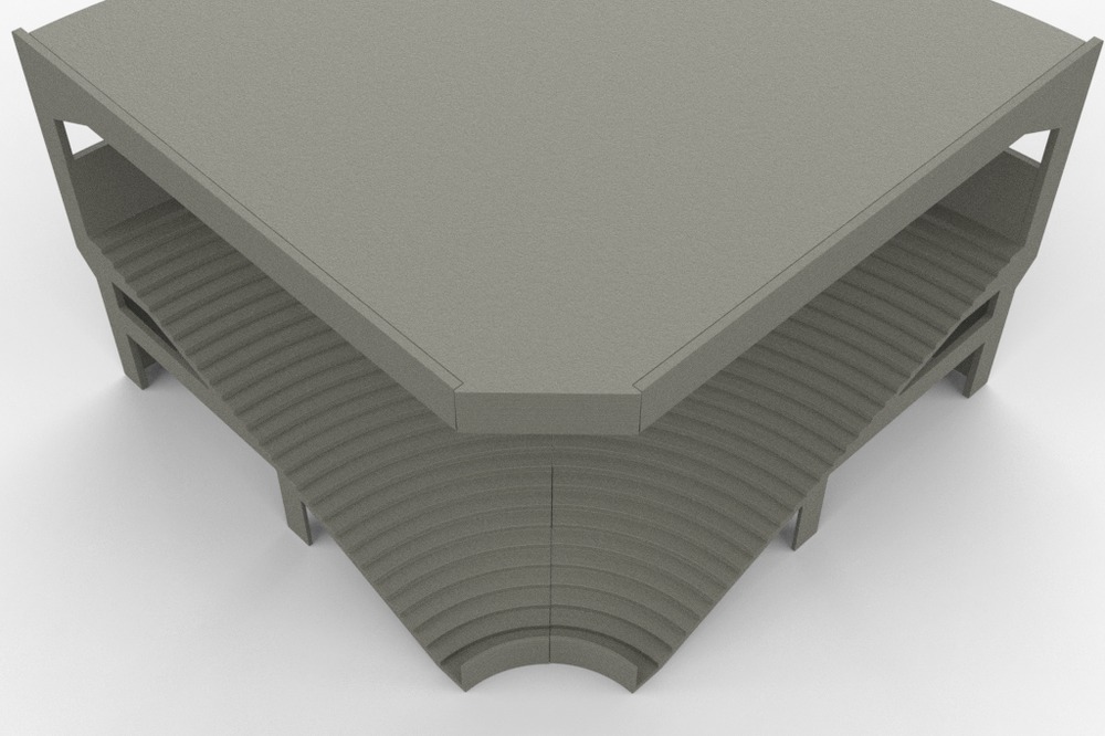 Tribuna angolare Grand One Tier con tetto, edizione Rif. 12